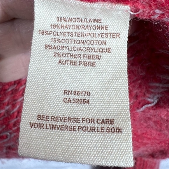 FREE PEOPLE Red Turtleneck/Cowl neck Fair Isle Sweater | Wool - Picture 5 of 7